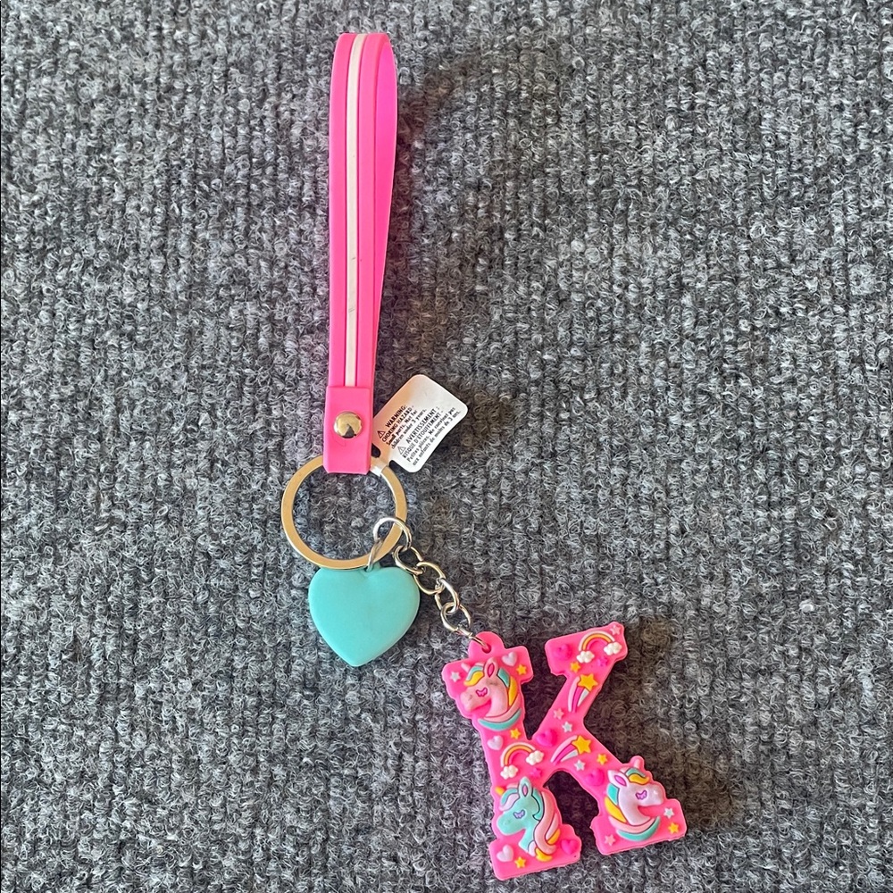 Claire's Pink Unicorn Initial Key Holder